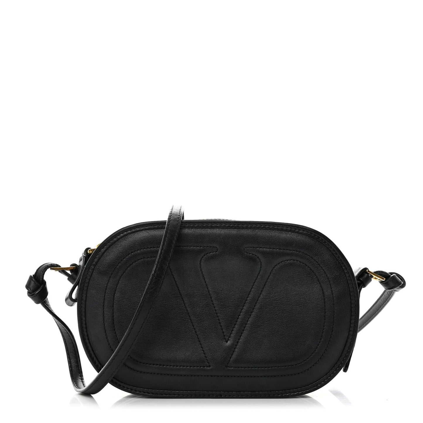 Calfskin Small Logo Go Crossbody Bag Black