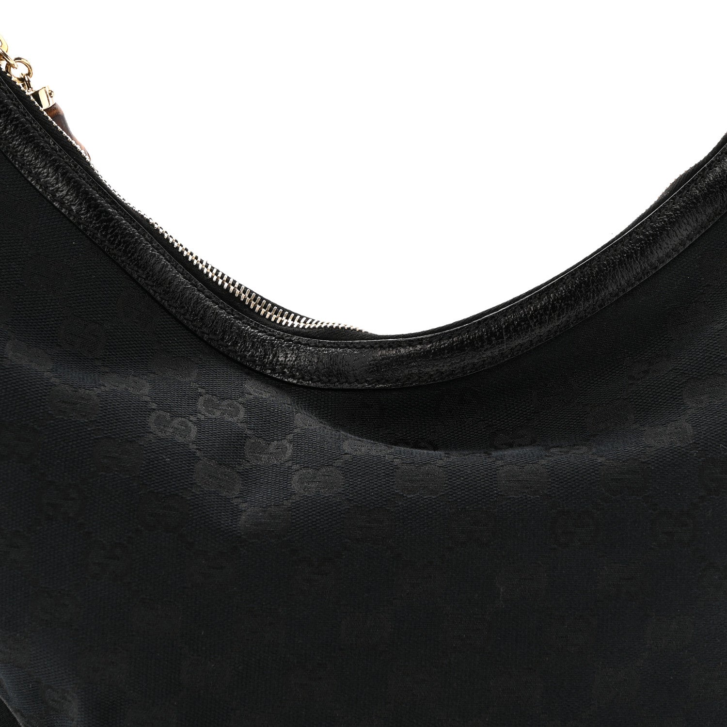 Gucci Monogram Half Moon Bamboo Ring Hobo Black 8 of 12