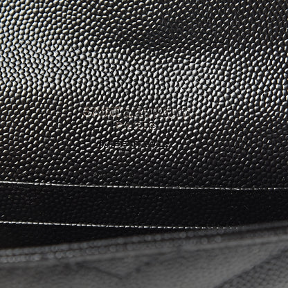 Saint Laurent Grain De Poudre Matelasse Chevron Small Monogram Envelope Wallet Black 6 of 7