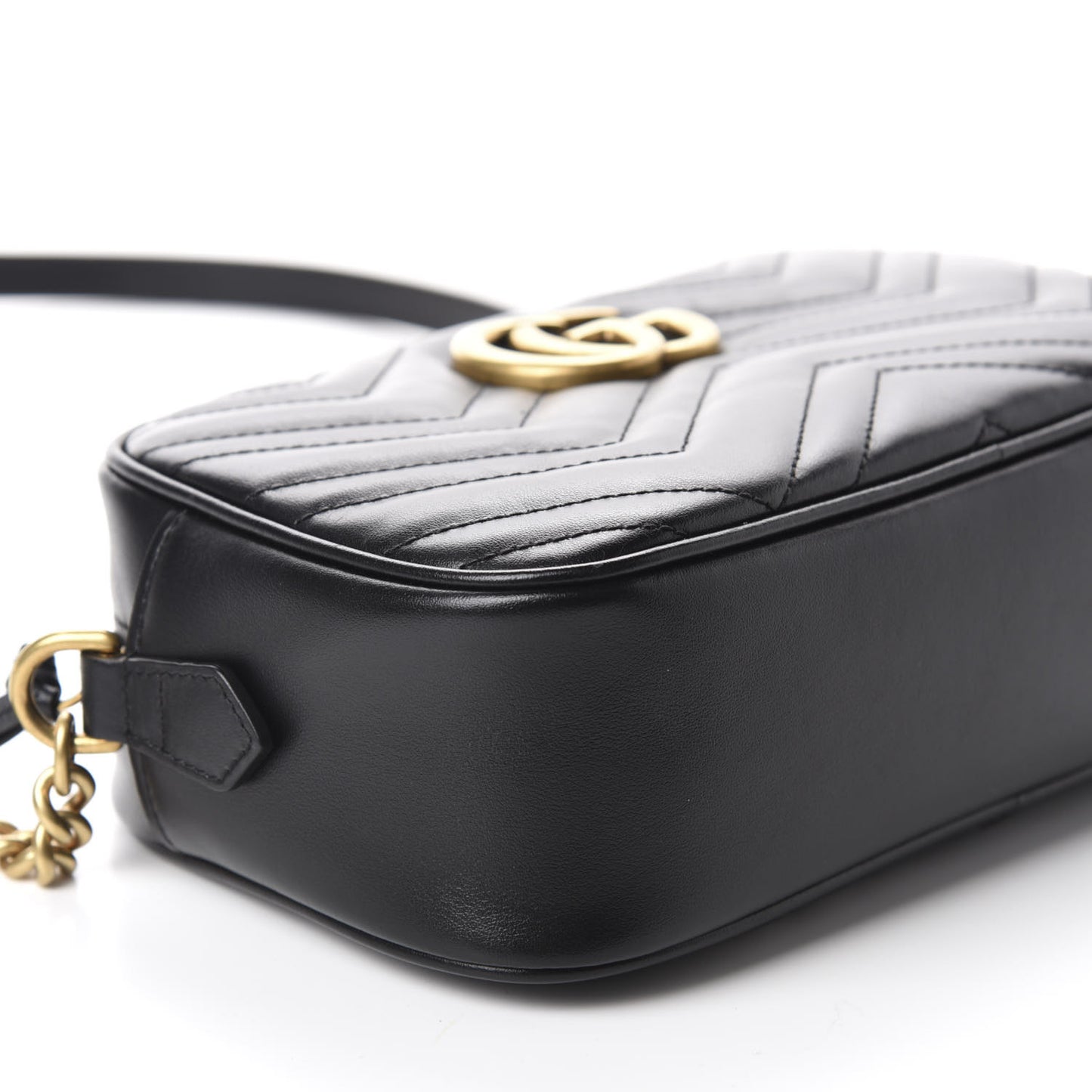 Calfskin Matelasse Small GG Marmont Chain Shoulder Bag Black