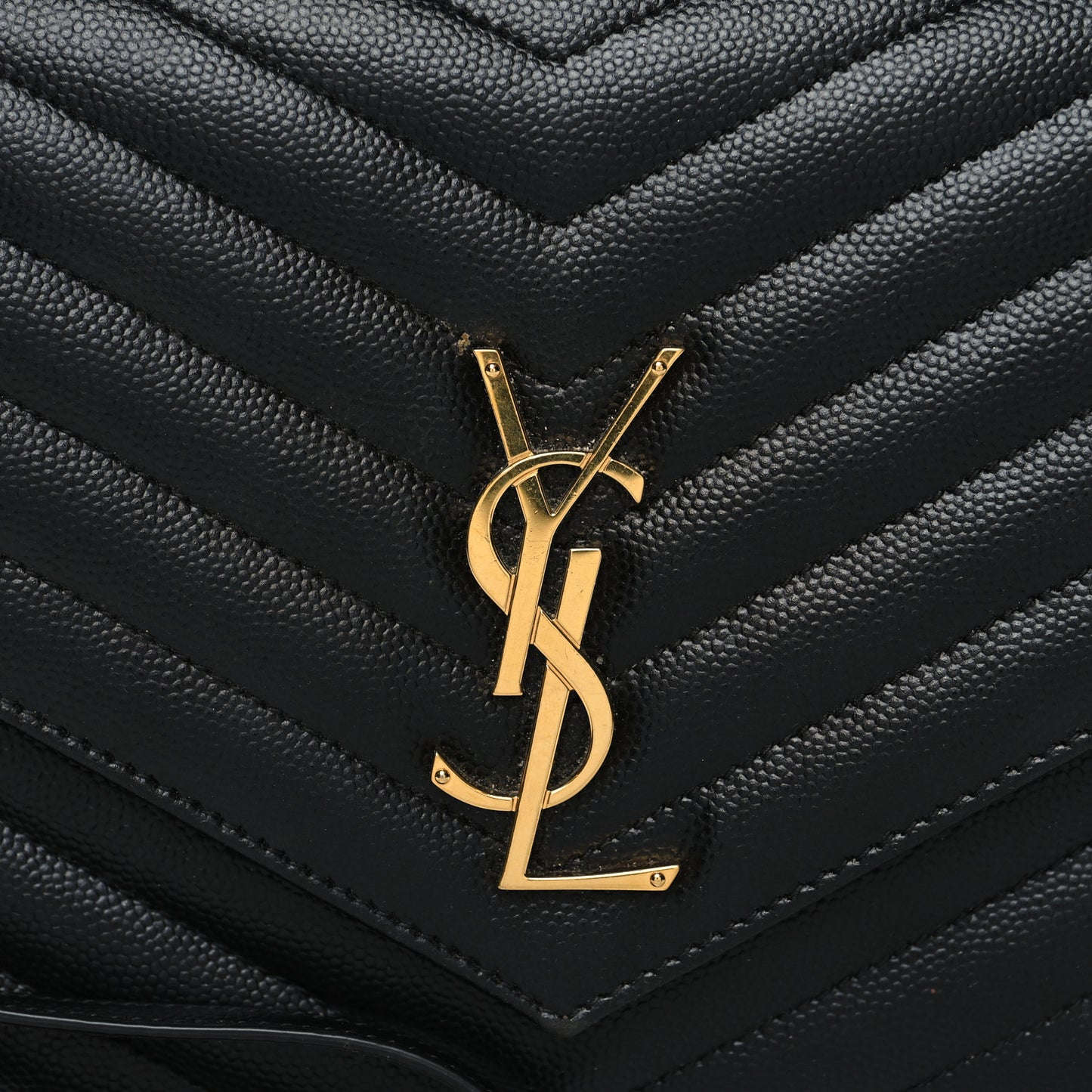 Grain De Poudre Matelasse Chevron Monogram Envelope Clutch Black