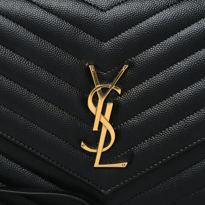 Saint Laurent Grain De Poudre Matelasse Chevron Monogram Envelope Clutch Black 8 of 11