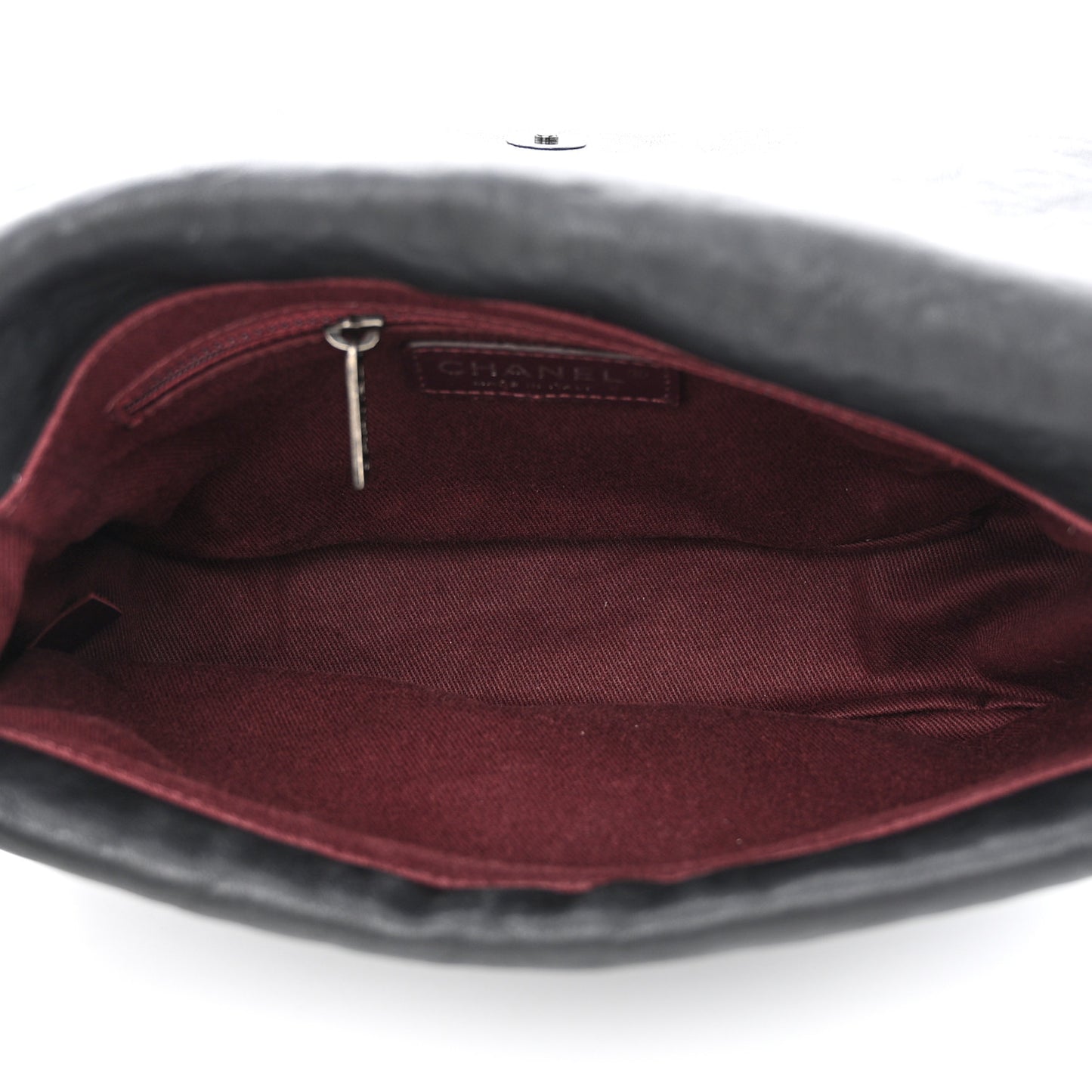Calfskin Quilted Double Stitch Flap Black