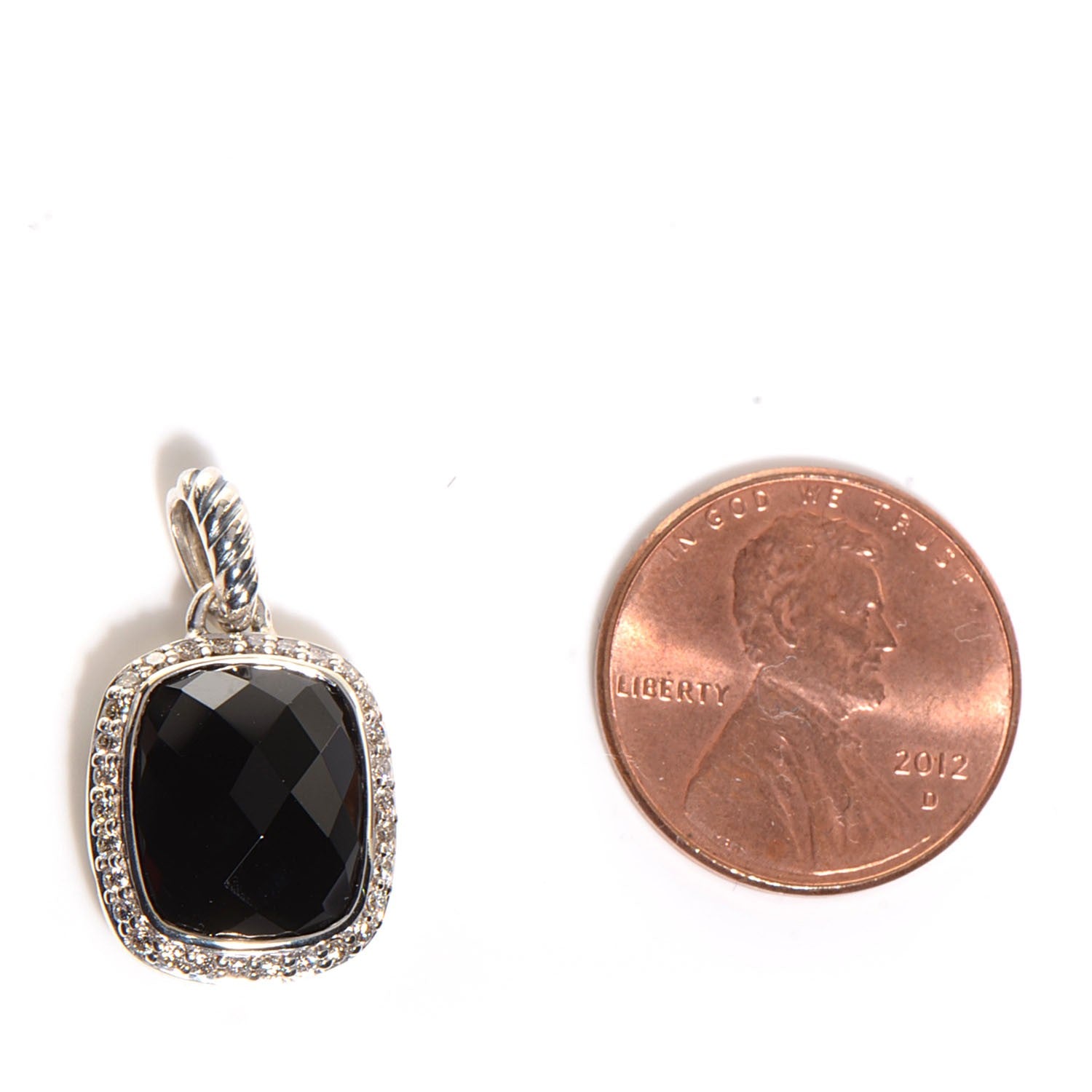 David Yurman Sterling Silver Diamond Black Onyx Noblesse Enhancer Pendant 2 of 3