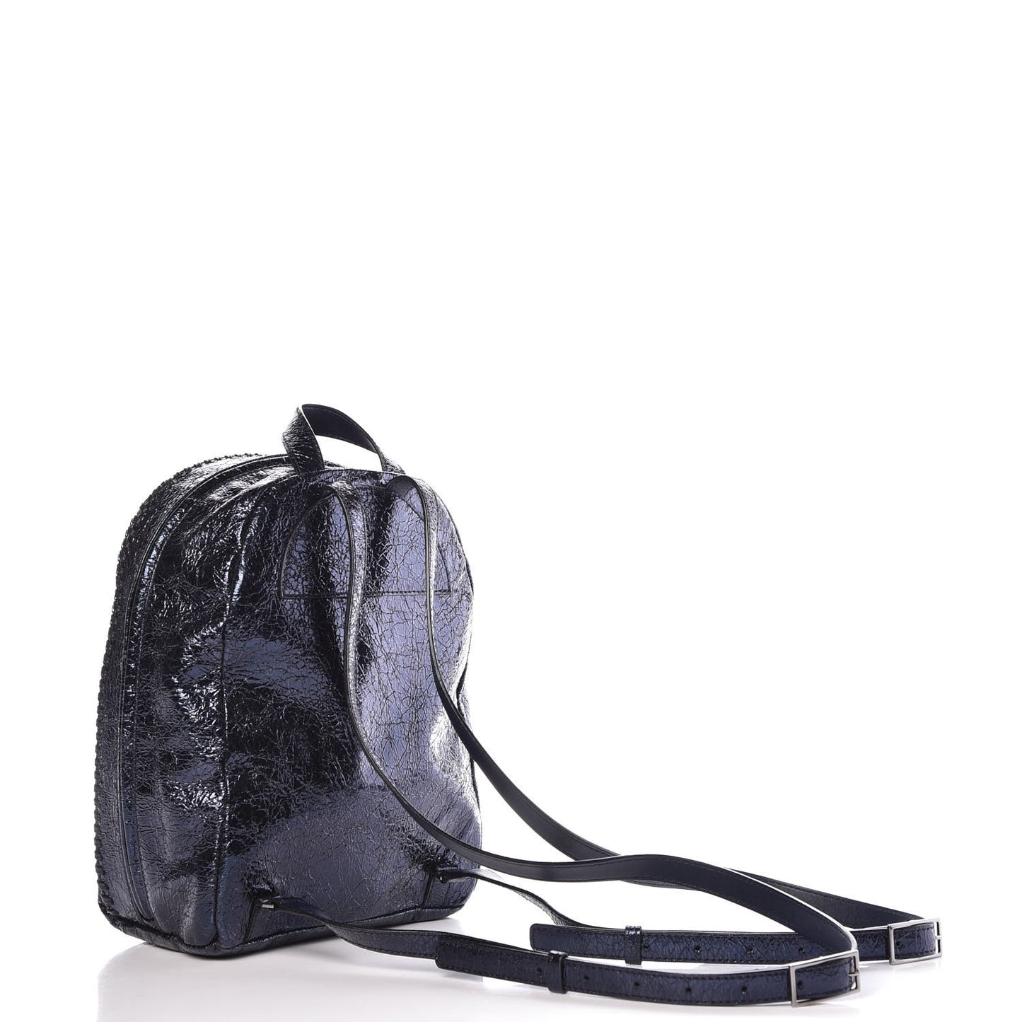 Metallic Crackle Mini Falabella Backpack Blue