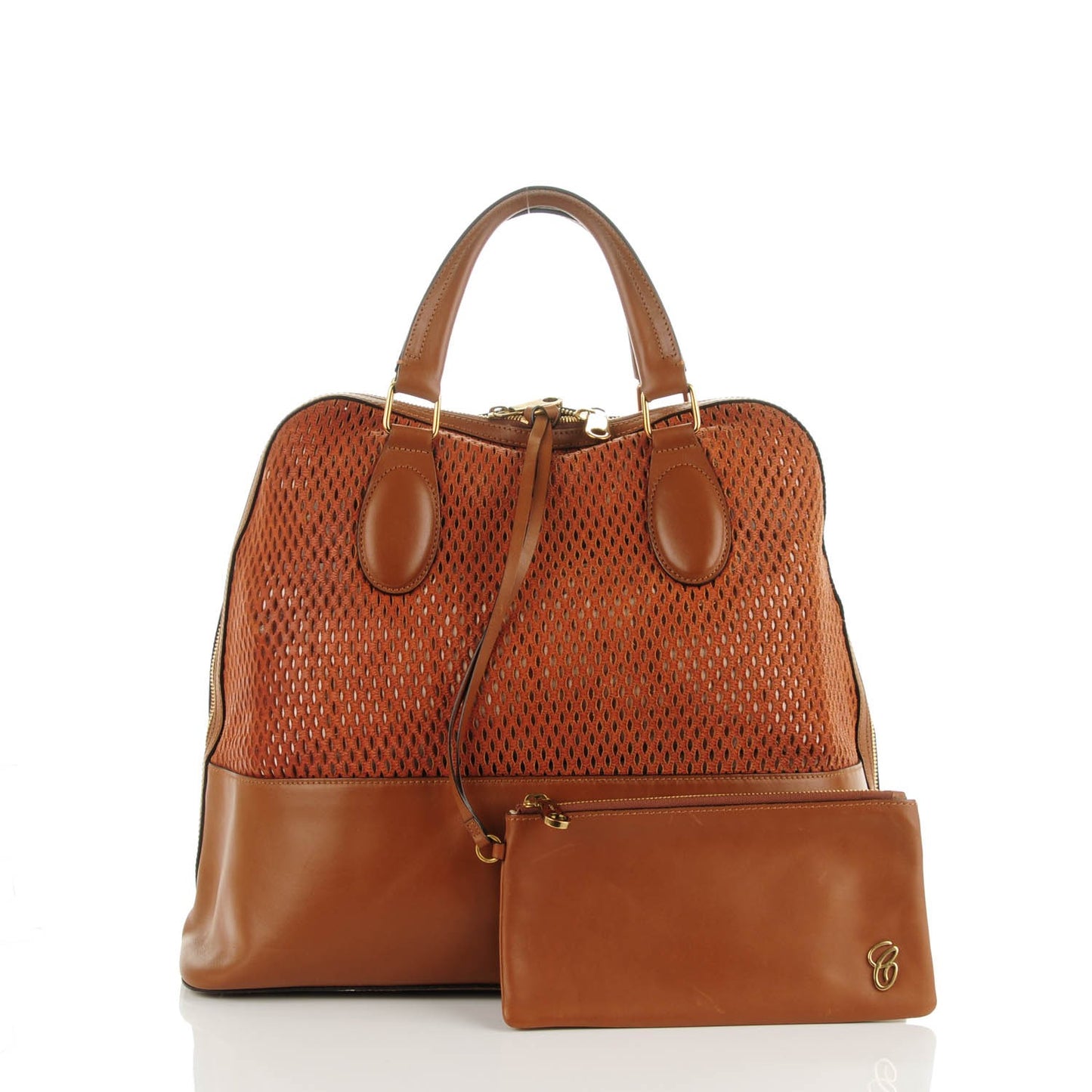 Lambskin Perforated Charlie Tote Caramel
