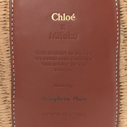 Chloe Raffia Calfskin Small Basket Sepia Brown 6 of 10
