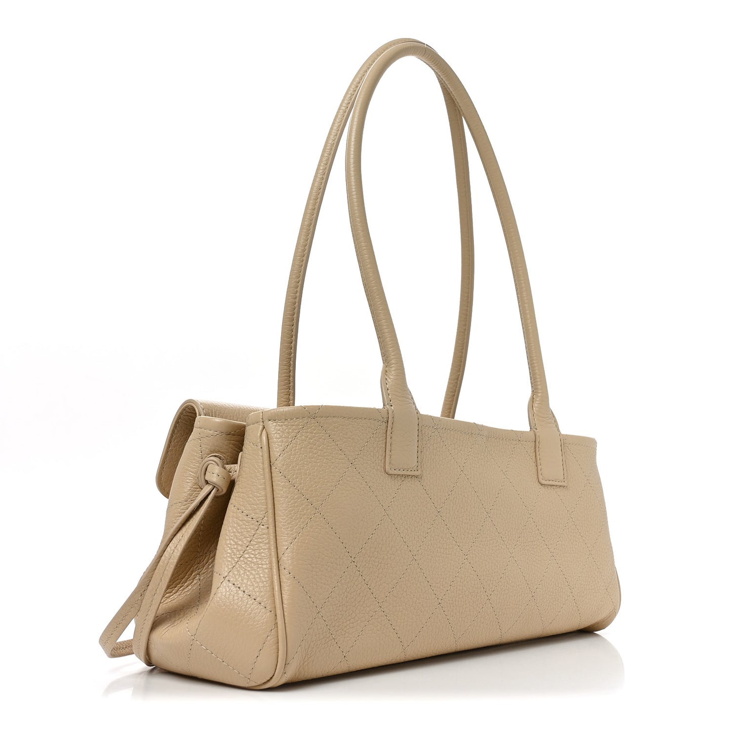 Grained Calfskin Stitched Urban Essentials Small Shopping Bag Beige