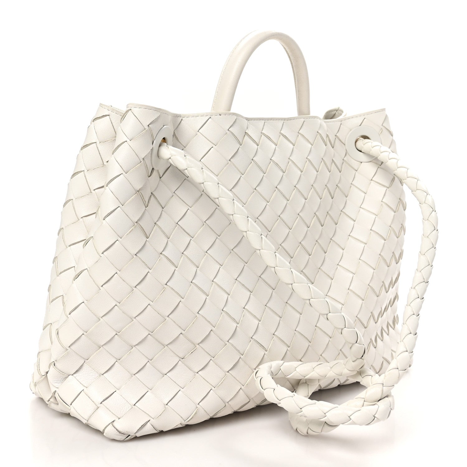 Bottega Veneta Nappa Intrecciato Medium Andiamo Shoulder Bag White 3 of 10