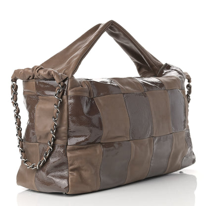 Chanel Patent Patchwork Large Brooklyn Tote Brown 3 of 10