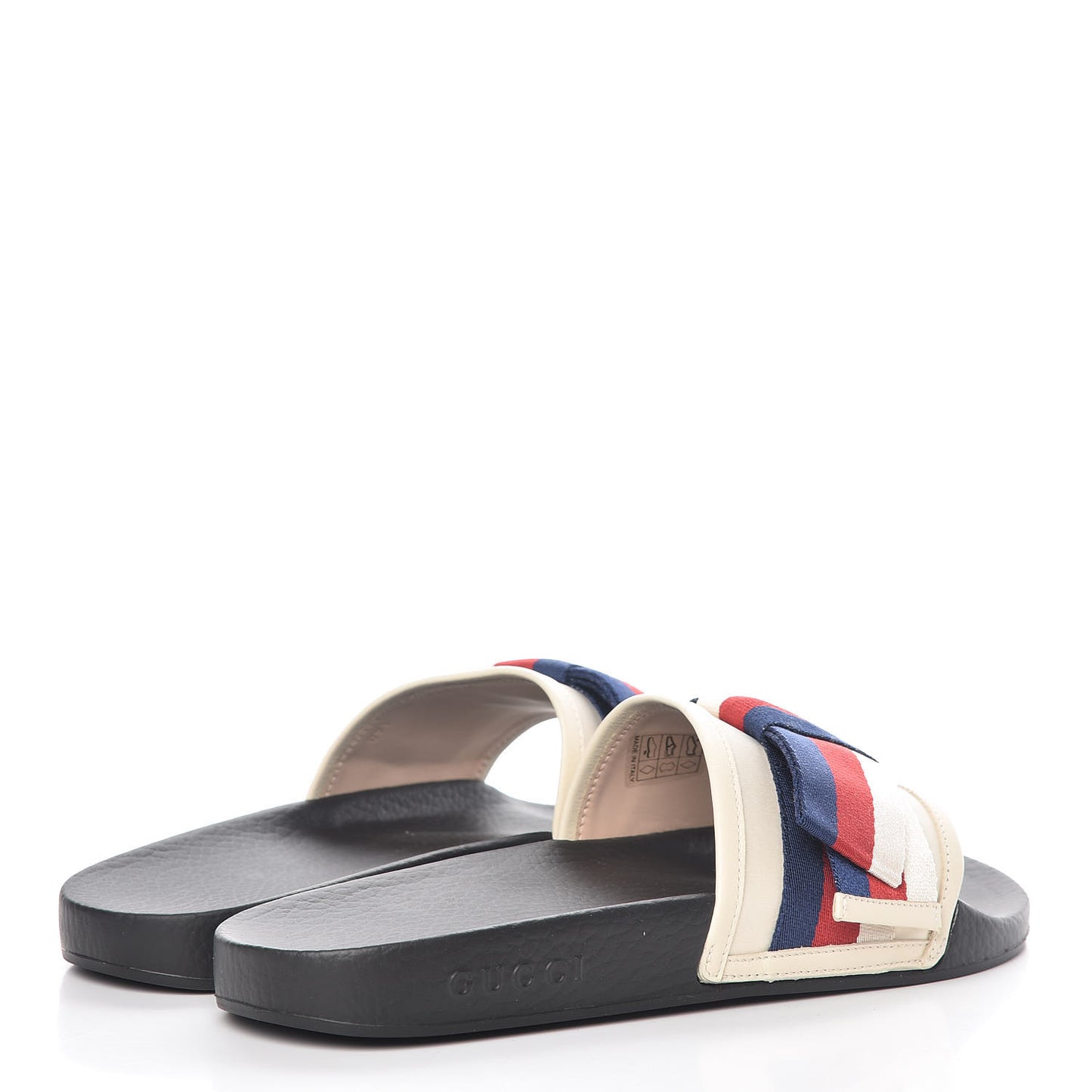 Satin Web Sylvie Bow Slide Sandals 40 White