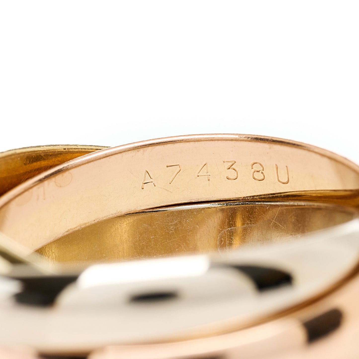 18K Pink Yellow White Gold Classic Les Must De Cartier Trinity Ring 54 6.75