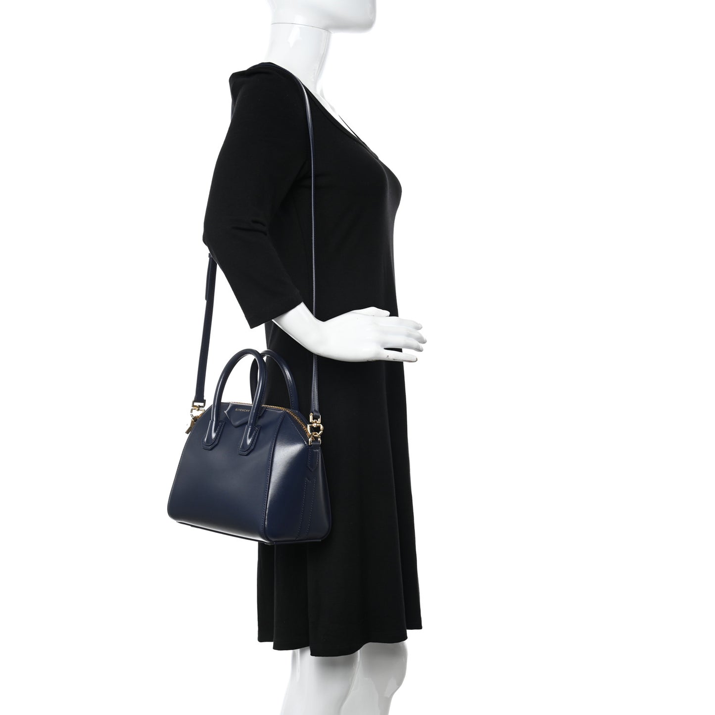 Shiny Lord Calfskin Mini Antigona Navy
