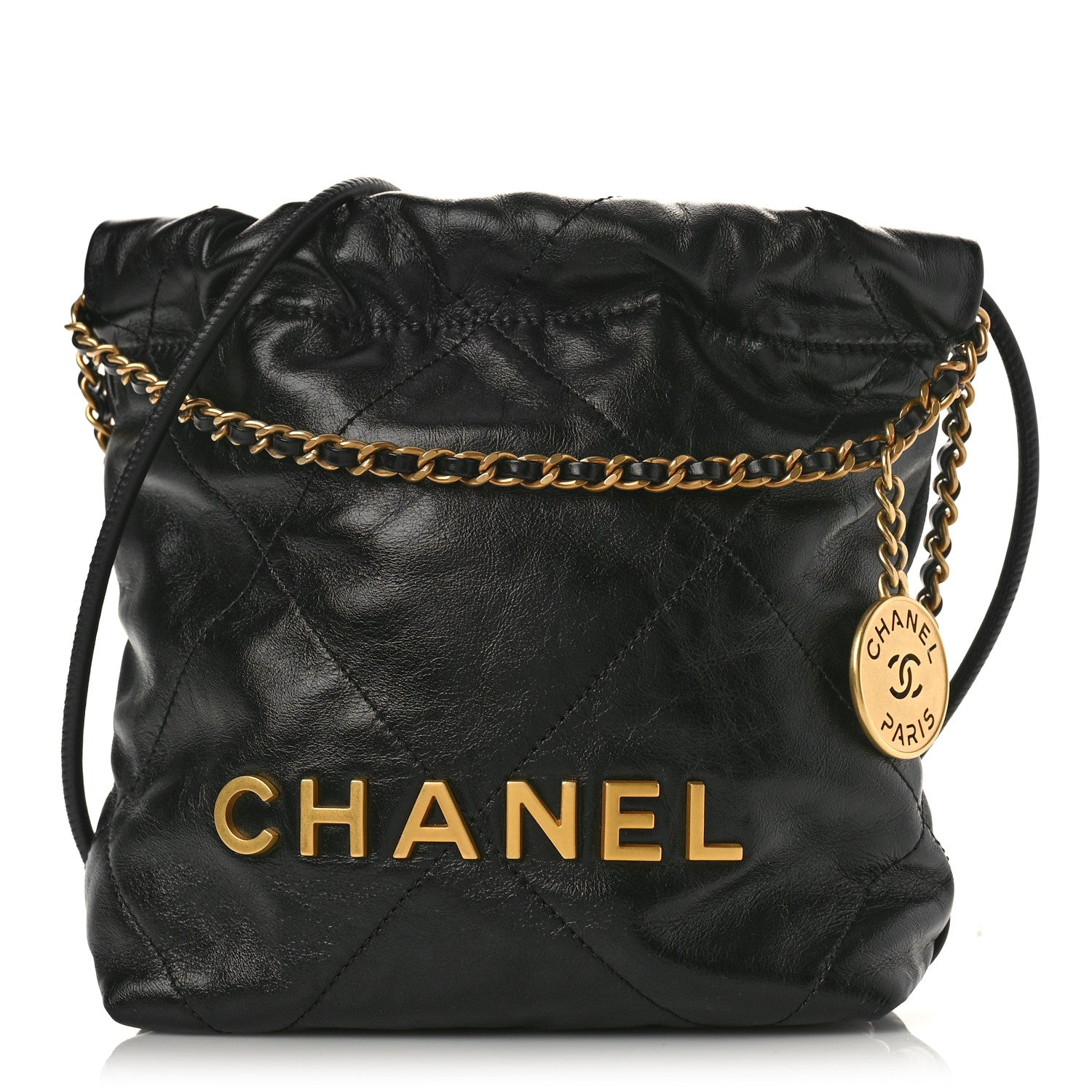 Chanel Shiny Calfskin Quilted Mini Chanel 22 Black 1 of 9