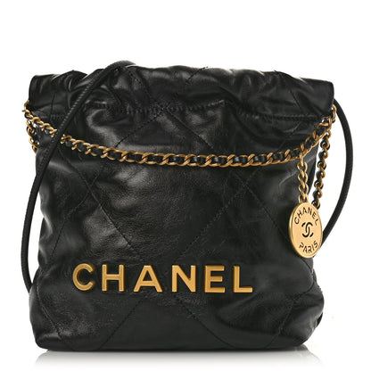 Chanel Shiny Calfskin Quilted Mini Chanel 22 Black 1 of 9