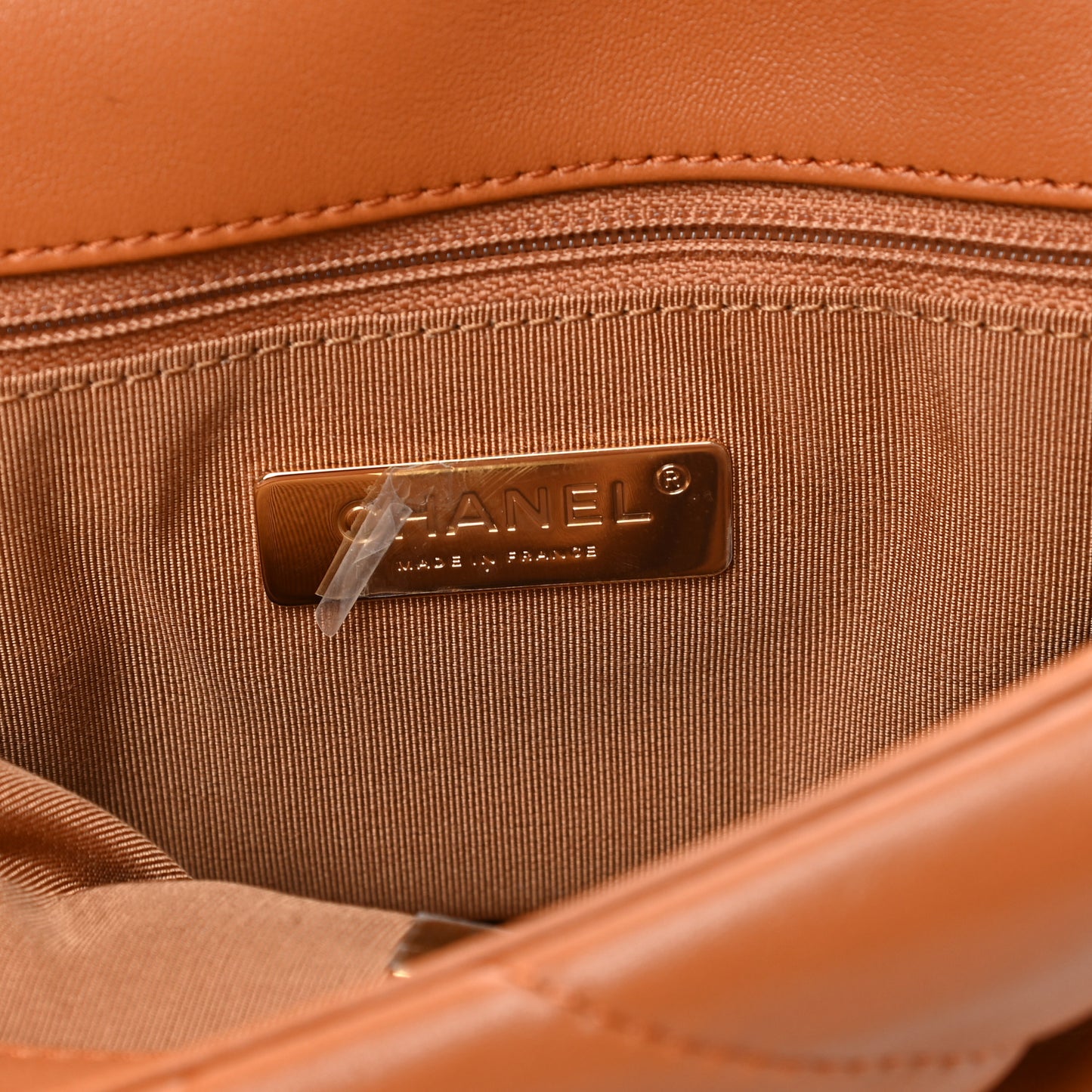 Lambskin Quilted Medium Chanel 19 Flap Light Brown