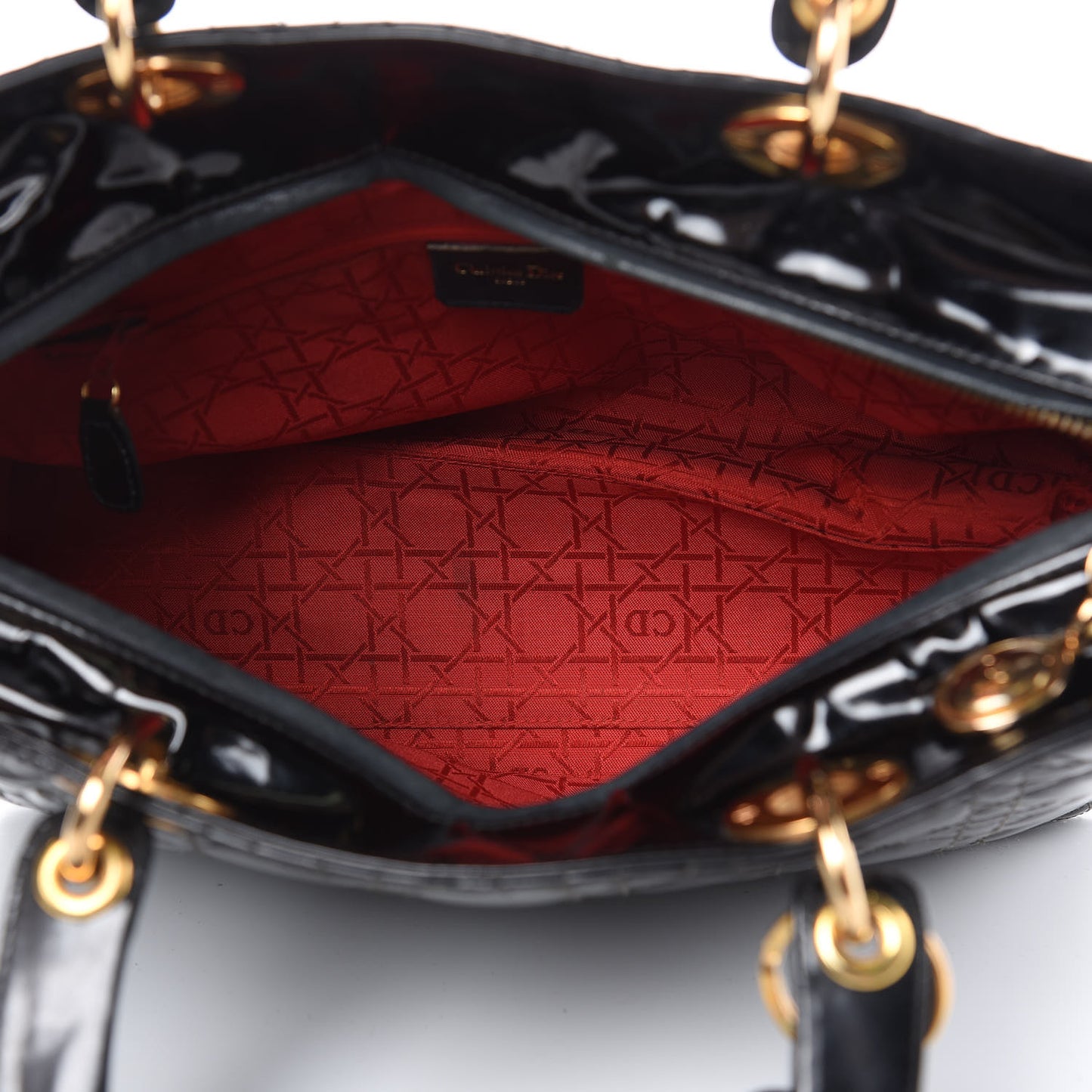Patent Cannage Large Lady Dior Black