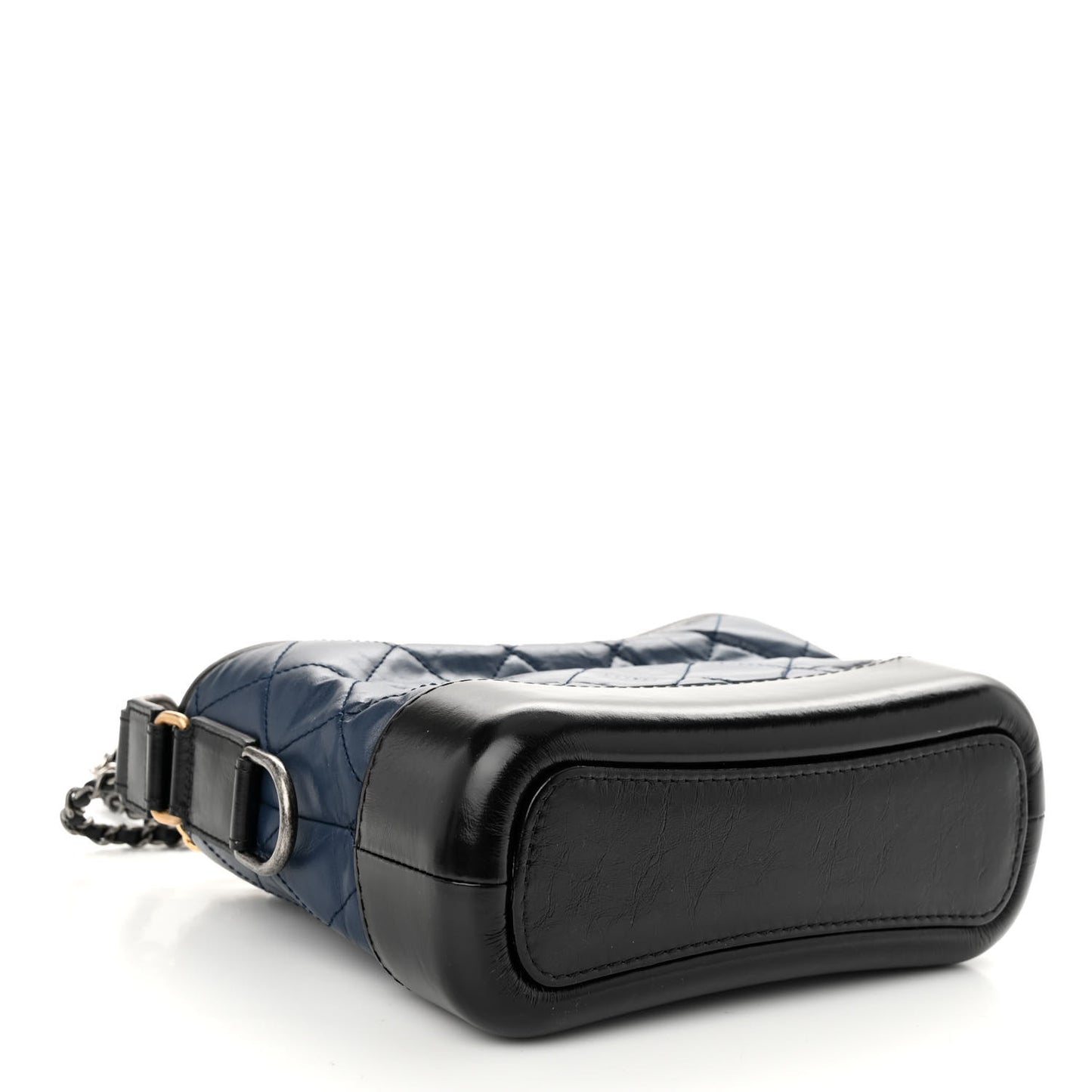 Aged Calfskin Quilted Small Gabrielle Hobo Navy Black