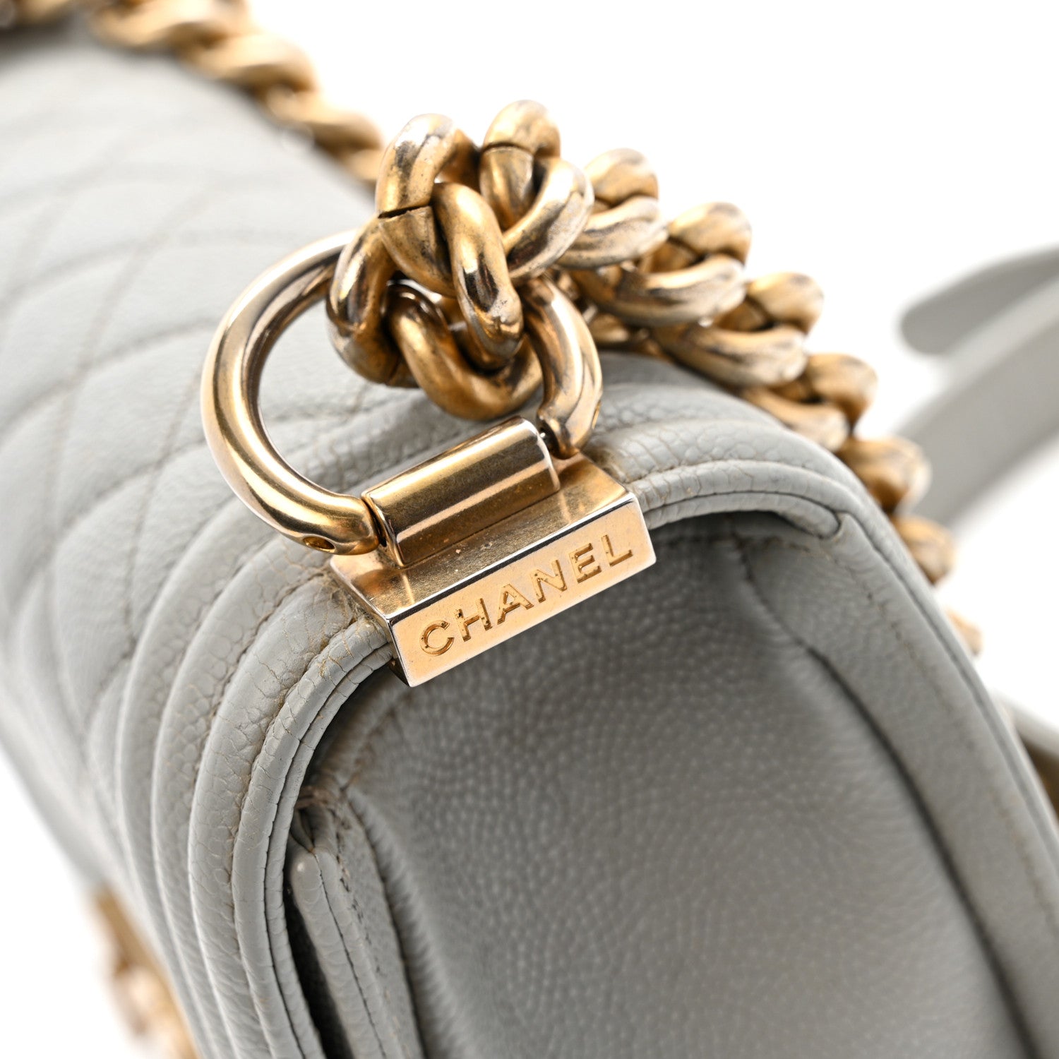 Chanel Caviar Quilted Small Boy Flap Light Grey 15 of 15