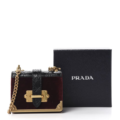 Prada Velvet Crocodile Micro Cahier Bag Ribes Black 11 of 11