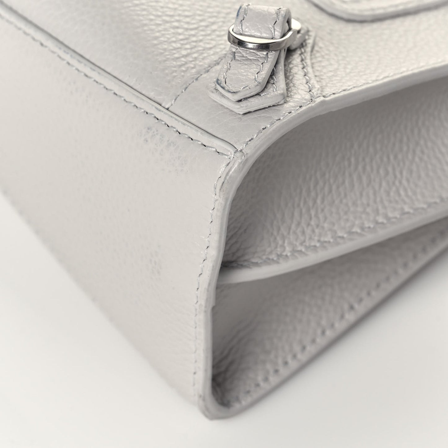 Grained Calfskin Neo Classic Silver Hardware Nano City Crossbody Chalky White