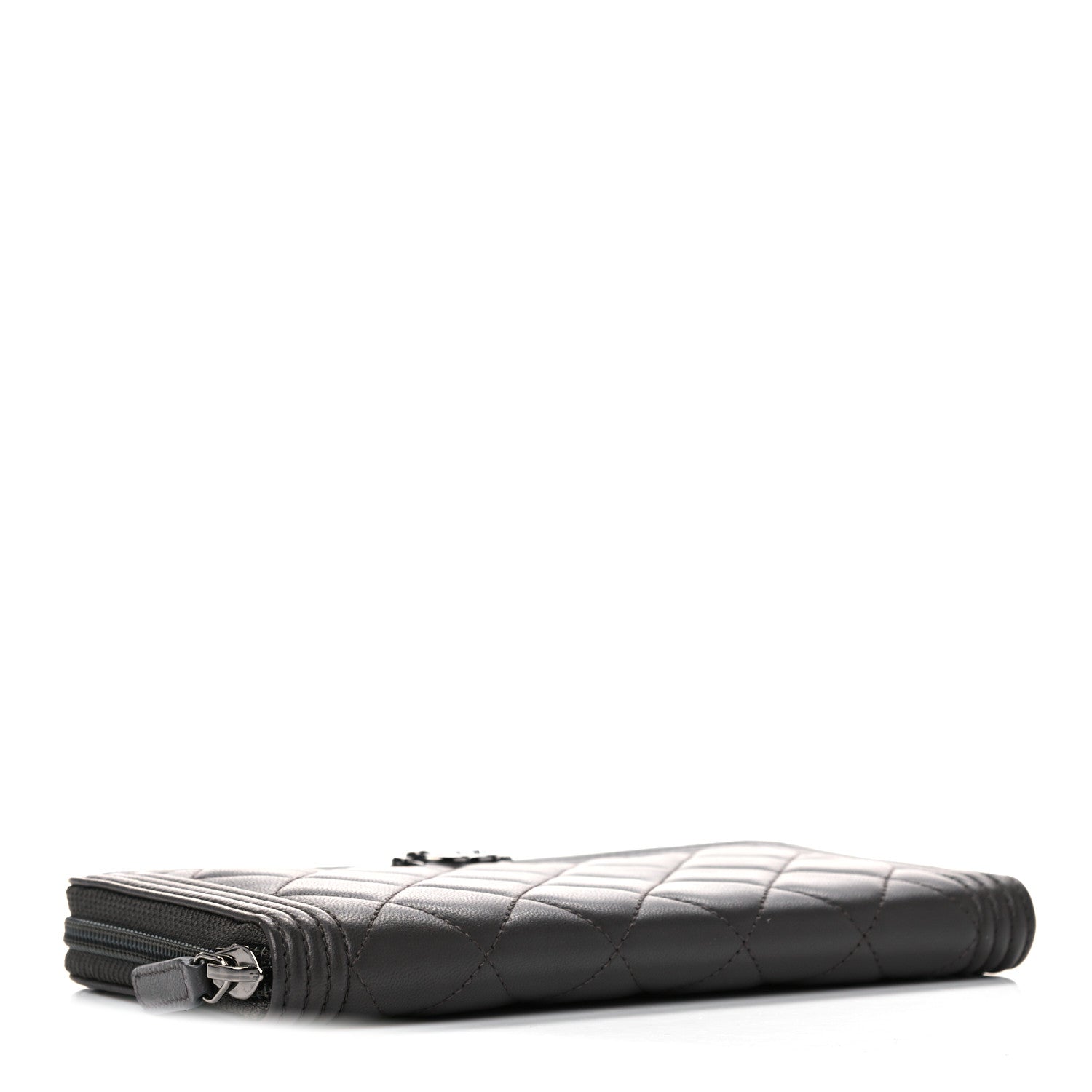 Chanel Caviar Quilted Large Boy Zip Around Wallet Grey 4 of 11