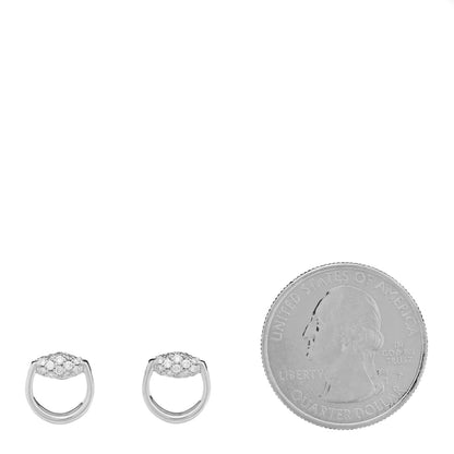 Gucci 18K White Gold Diamond Horsebit Earrings 2 of 5