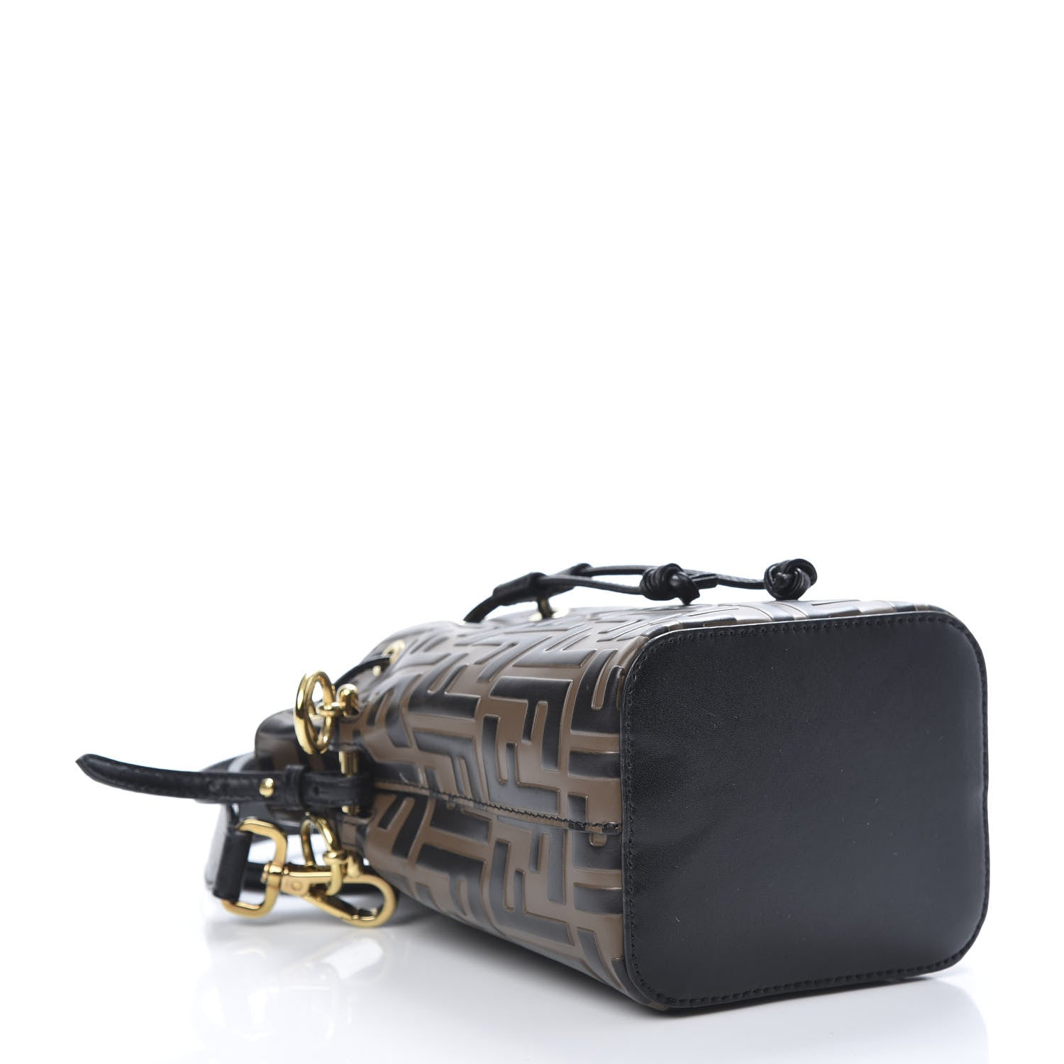 Fendi Vitello Liberty F is Fendi Bi-Color FF 1974 Embossed Mini Mon Tresor Bucket Bag Maya Black 4 of 11