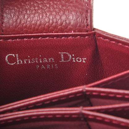 Christian Dior Grained Calfskin Cannage Diorama Card Holder Burgundy 6 of 8