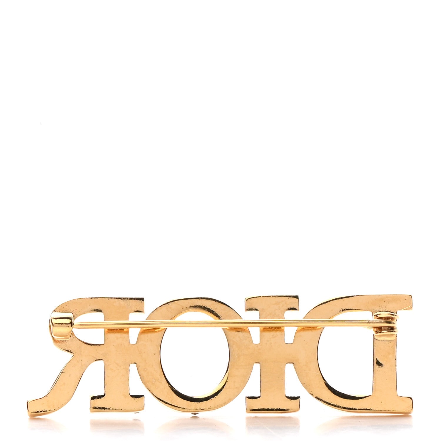 Christian Dior Crystal Dior Logo Brooch Gold 3 of 3