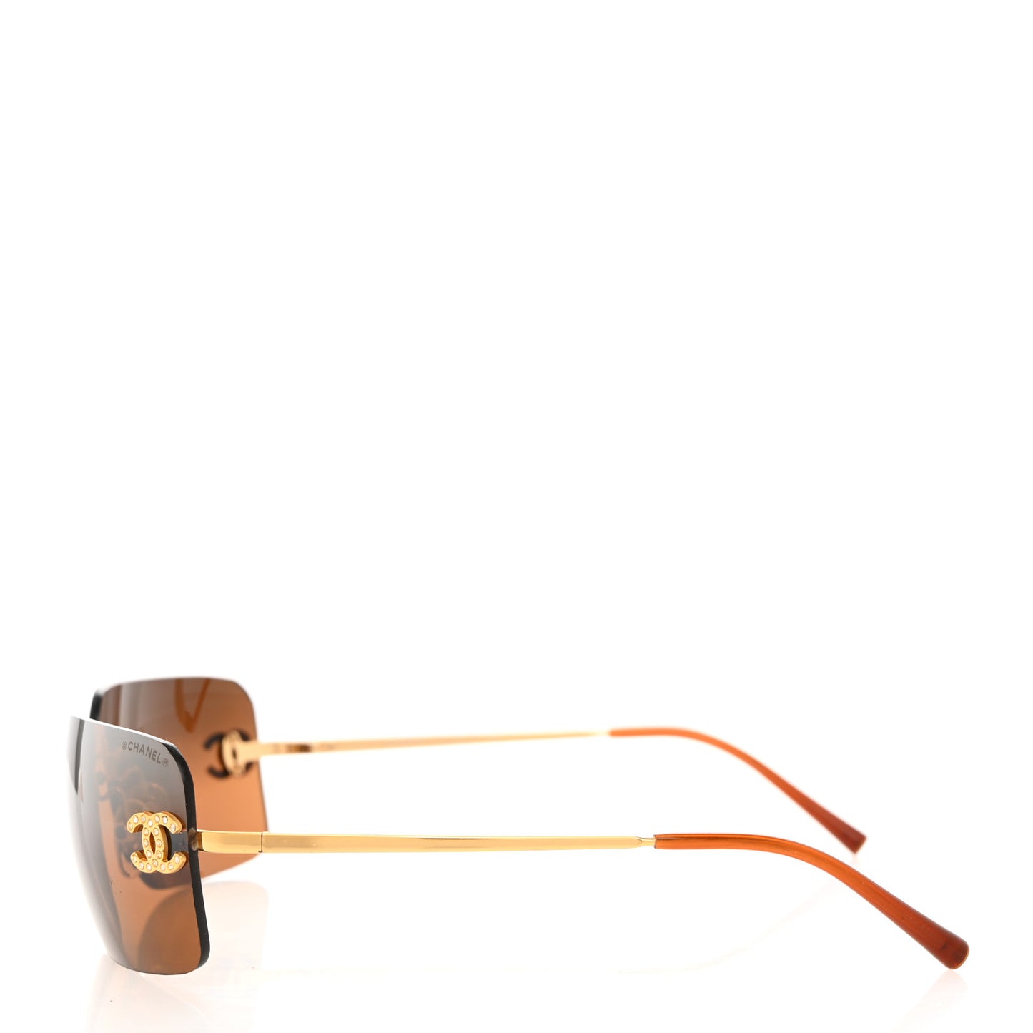 Metal Crystal CC Logo Sunglasses 4017-D Brown