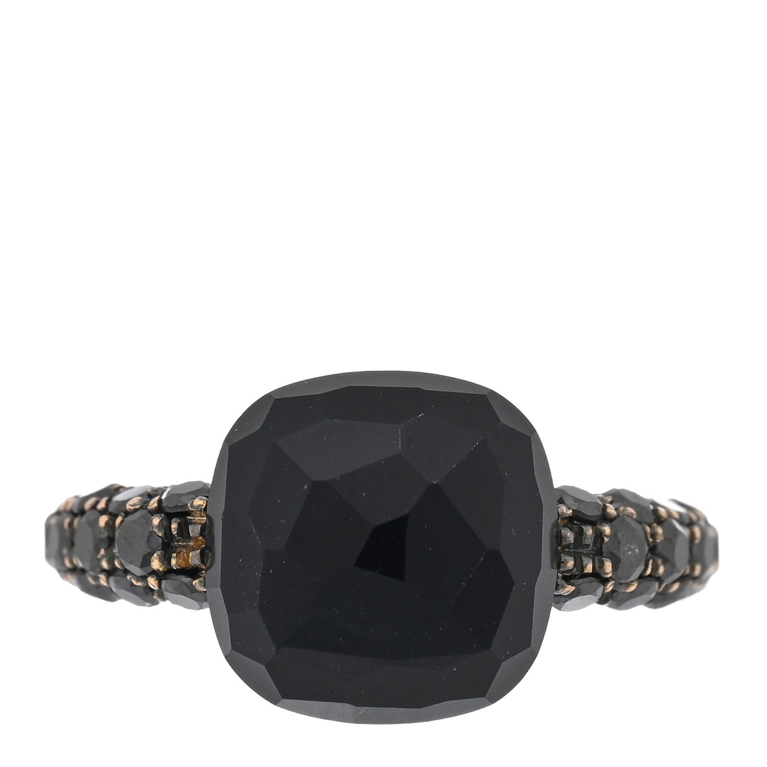 Pomellato 18K Rose Gold Black Onyx Black Diamond Capri Ring 52 6 1 of 4
