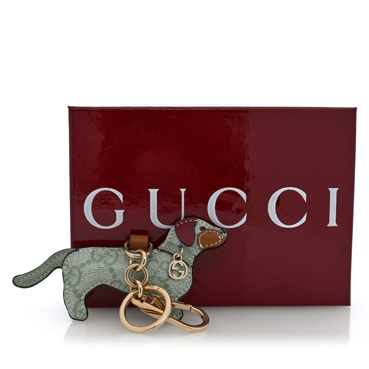 Gucci GG Supreme Monogram Dog Shaped Bag Charm Sage Green 4 of 4
