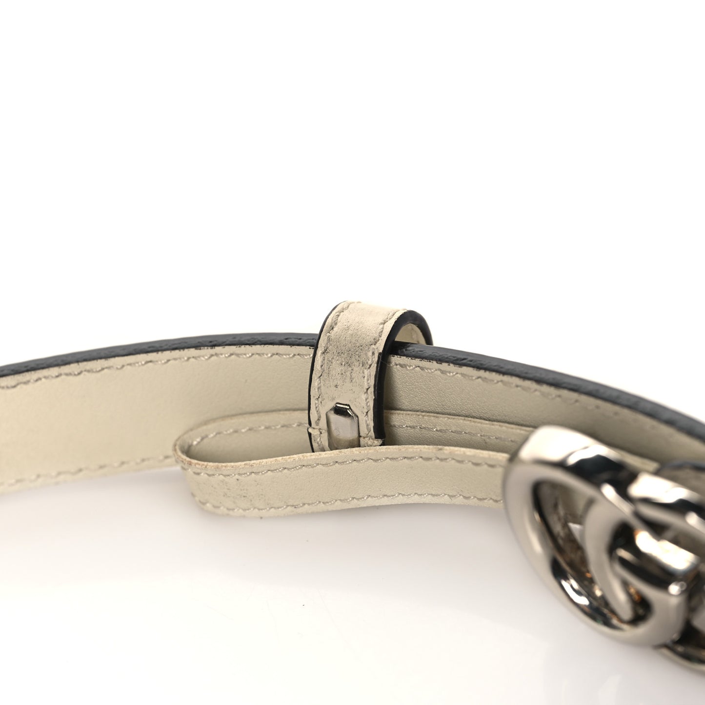 Plutone Calfskin Palladium Double G 20mm Belt 95 38 Mystic White