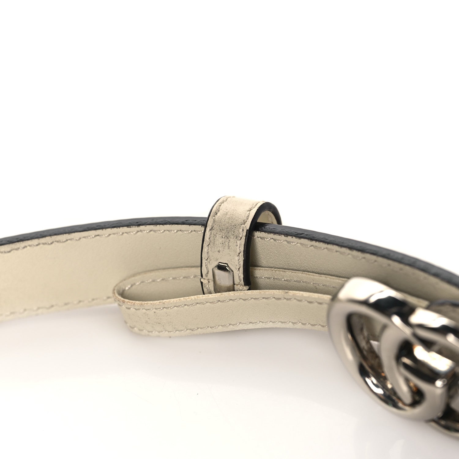 Gucci Plutone Calfskin Palladium Double G 20mm Belt 95 38 Mystic White 8 of 8