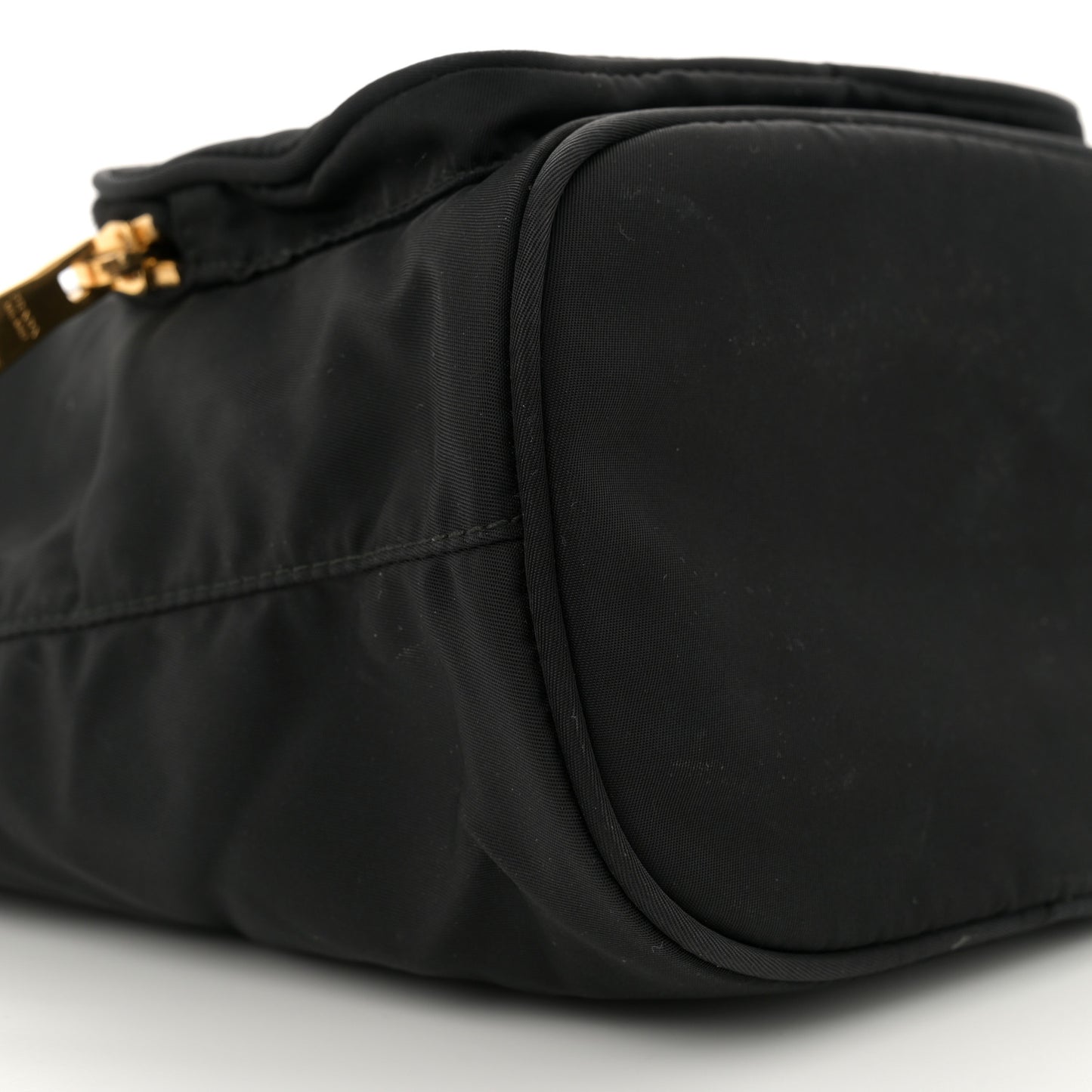 Nylon Vela Saffiano Mini Bucket Crossbody Bag Black