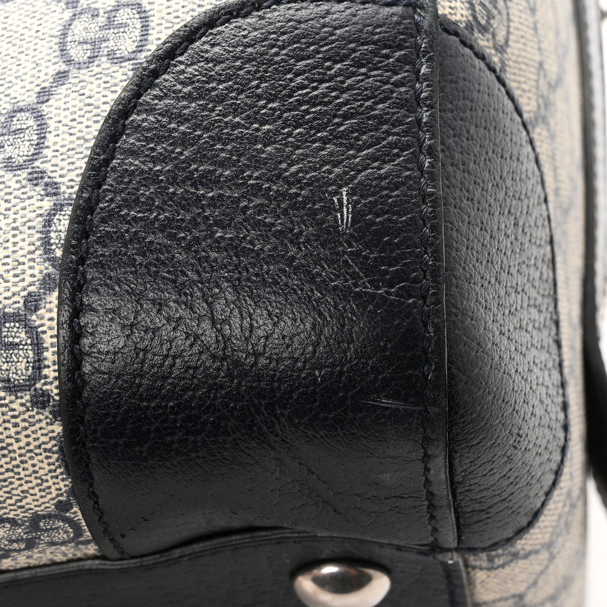 GG Supreme Monogram Textured Dollar Calfskin Web Medium Savoy Duffle Bag Beige Blue