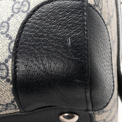 Gucci GG Supreme Monogram Textured Dollar Calfskin Web Medium Savoy Duffle Bag Beige Blue 10 of 10