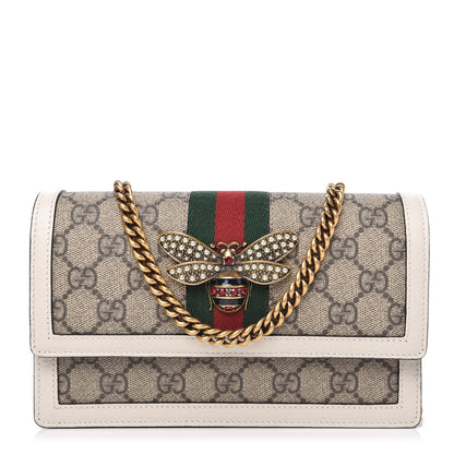 Gucci GG Supreme Monogram Web Queen Margaret Chain Wallet White 1 of 9