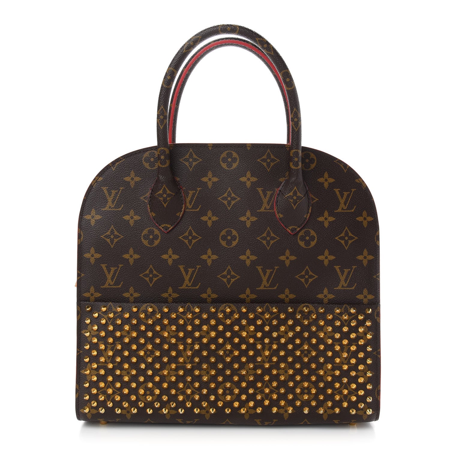 Louis Vuitton Monogram Calf Hair Spikes Iconoclasts Christian Louboutin Tote Red 1 of 8