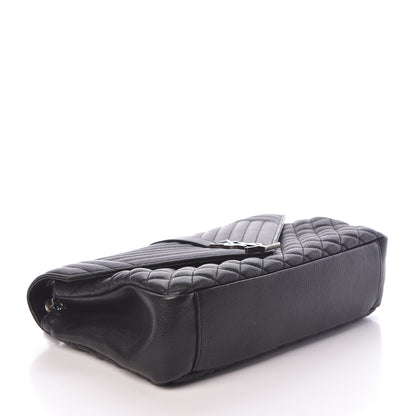 Saint Laurent Calfskin Mixed Matelasse Triquilt Large Monogram Satchel Black 4 of 10