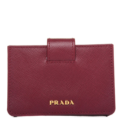 Prada Saffiano Metal Accordion Card Case Cerise 1 of 8