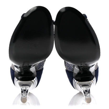 Chanel Mesh Crystal Open Toe Ankle Boots 40 Navy 6 of 12