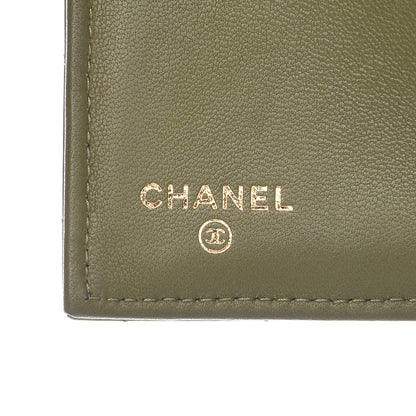 Chanel Calfskin Chevron Quilted Compact Flap Wallet Khaki 6 of 8