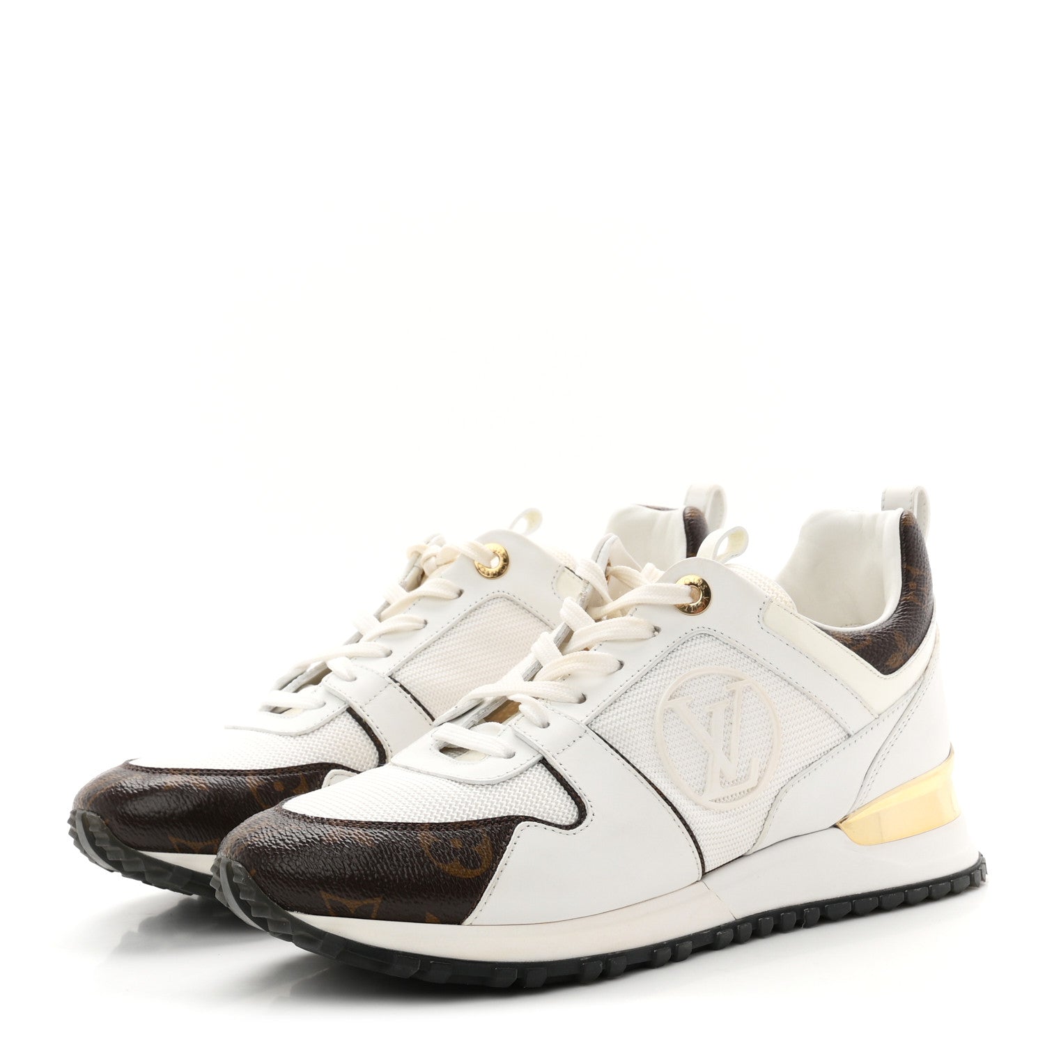 Louis Vuitton Calfskin Monogram Run Away Sneakers 37.5 White 4 of 9