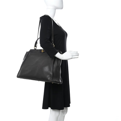 Fendi Vitello Dolce Marmol Large Peekaboo Iconic Satchel Ebano Blu Scuro 2 of 16