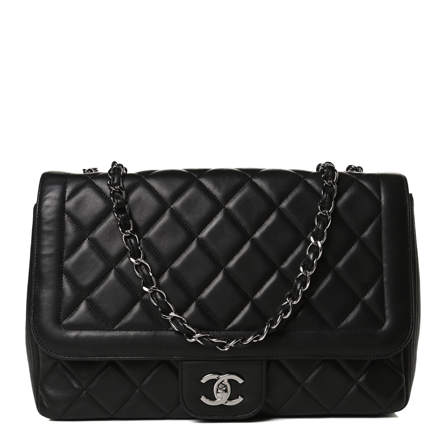 Chanel Lambskin Quilted Large Coco Rider Flap Black 1 of 9