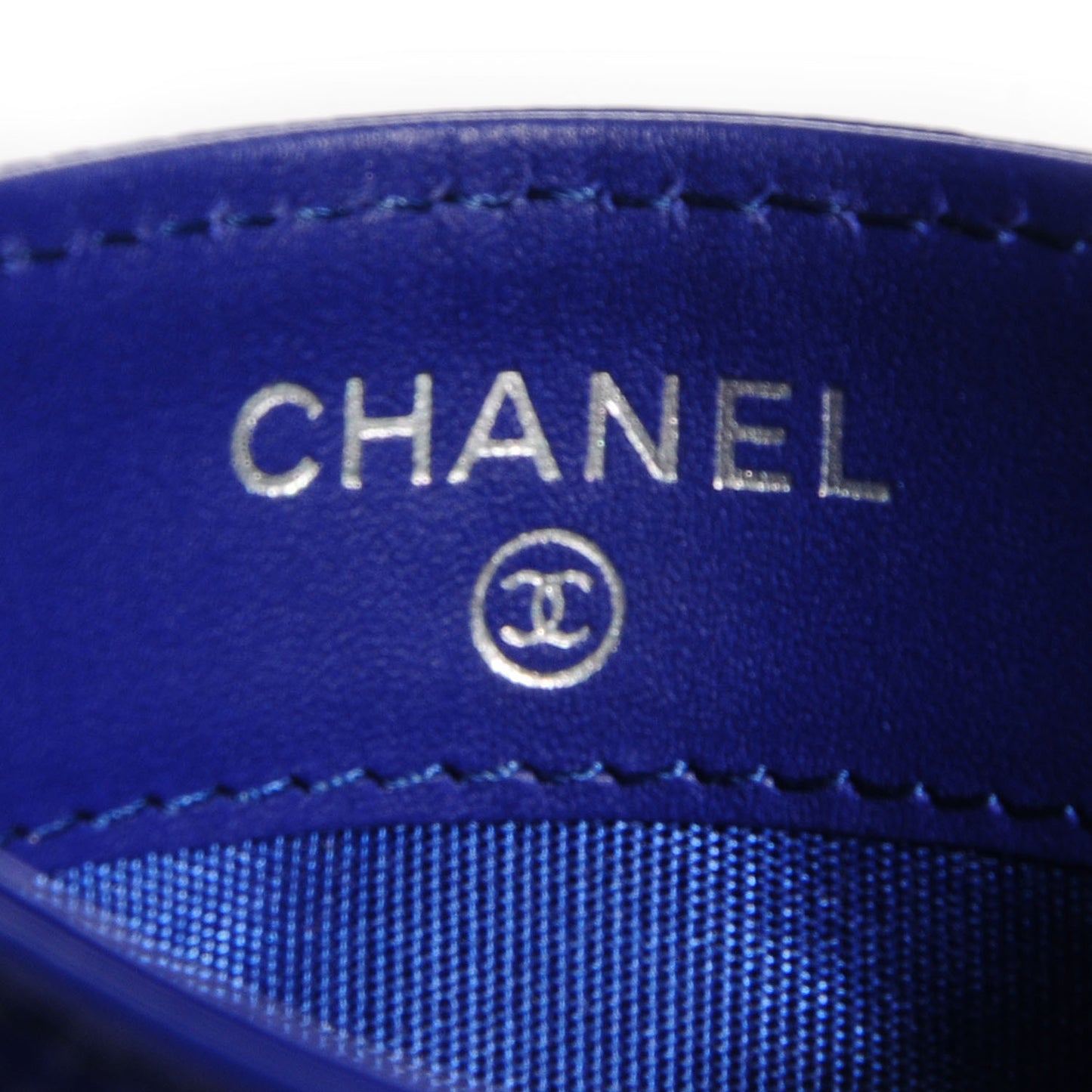 Patent Grained Calfskin CC Card Holder Blue