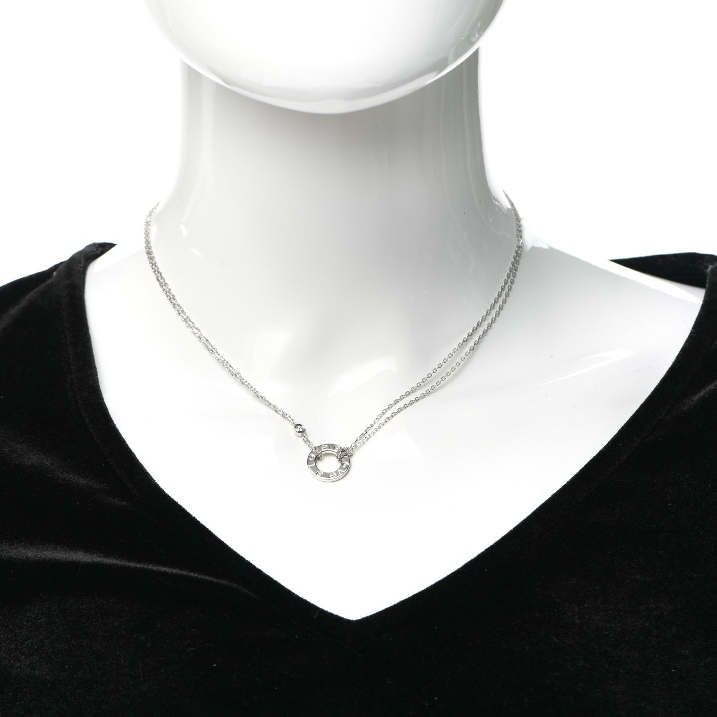 18K White Gold 2 Diamond LOVE Necklace