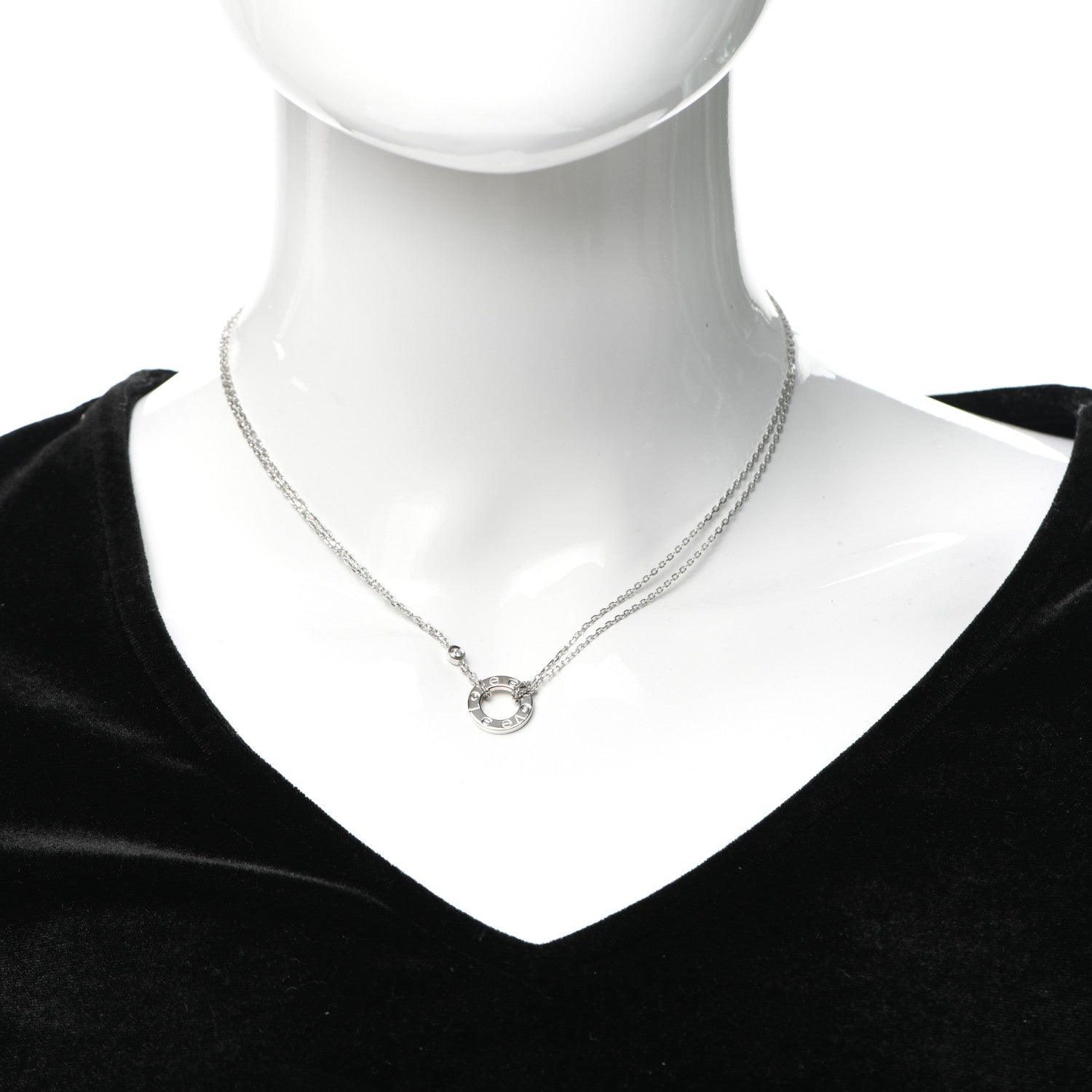 Cartier 18K White Gold 2 Diamond LOVE Necklace 2 of 5